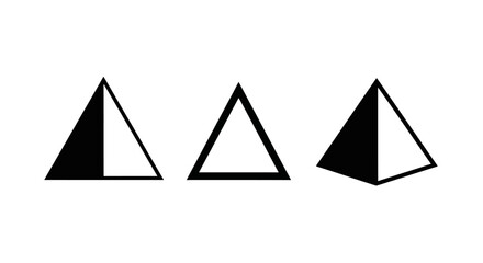 Minimalist Pyramid and Triangle Shape Vector Icon Set - Geometric Outline and Solid Fill