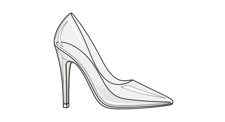 Elegant Transparent High-Heeled Pump Shoe Illustration.