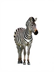 Striking Zebra Portrait on White Background