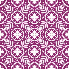 Seamless fabric pattern, Bohemian, moon, stars, flowers, white, purple, antique geometric pattern, Native American style, background 