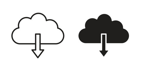 Download from Cloud icon in line design. Simple icon vector