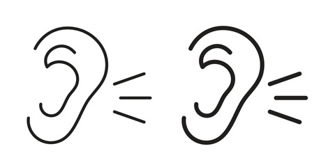 Ear icon in line design. Simple icon vector