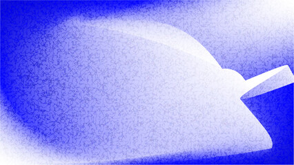 An abstract digital illustration of a white, wing-like shape moving through a grainy, vibrant blue space.