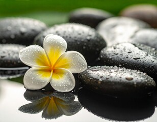 Close-Up 4K Wet Pebble Texture with Natural Light Reflection