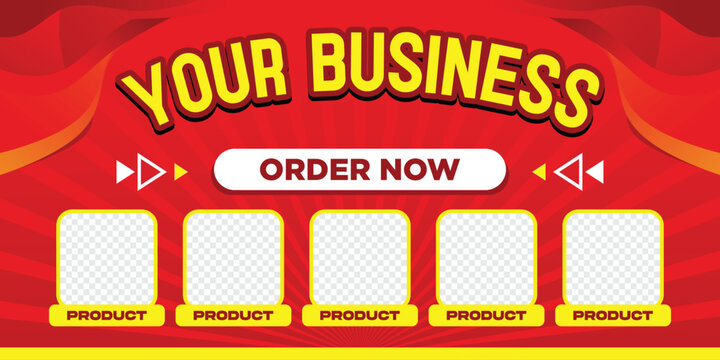 Red with yellow cover banner design template. Bussines banner template for sale or preview product design