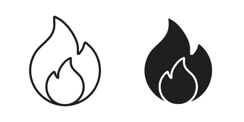 Fire icon in line design. Simple icon vector