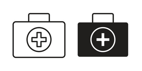 Obraz premium First aid icon in line design. Simple icon vector