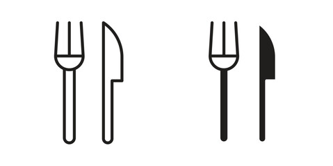 Fork and Knife icon in line design. Simple icon vector