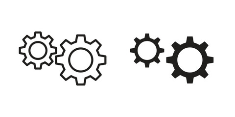 Gears icon in line design. Simple icon vector