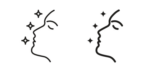 Glowing skin icon in line design. Simple icon vector