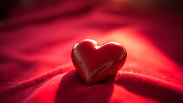 adore. Heart-shaped object resting on soft fabric, evoking warmth and romantic emotions. wellbeing guides, coaching materials, designed for mental health education and mindfulness programs.