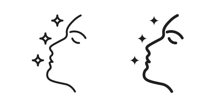 Glowing skin icon in line design. Simple icon vector
