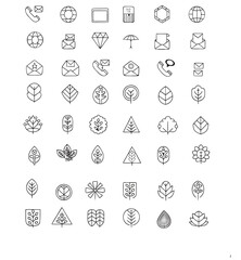 Nature & Communication Line Icons Set