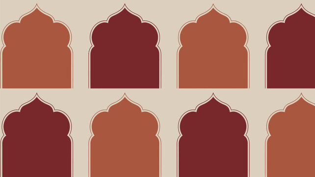 Earthy terracotta arch pattern background for bohemian home decor, cultural event design, or warm, inviting branding with rustic elegance.