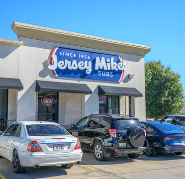 Metairie, LA, USA - November 11, 2025: Front of Jersey Mike's Sub Shop in the New Orleans Suburbs