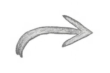 White chalk drawing of a curved arrow pointing right, symbolizing share, redo, forward, or return concepts. Transparent background