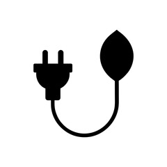 Eco Electricity Concept Leaf and Plug Minimal Green Energy Symbol Line Art Vector illustration