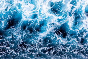 Ocean water texture. Top view of enchanting water with foam. Can be used in covers, packaging, posters, textures, banners, art and design projects. Awesome vector illustration.