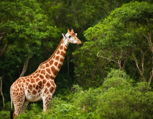 Obraz premium giraffe eating grass