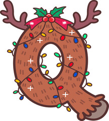 Reindeer Antlers with christmas light Uppercase Font Q