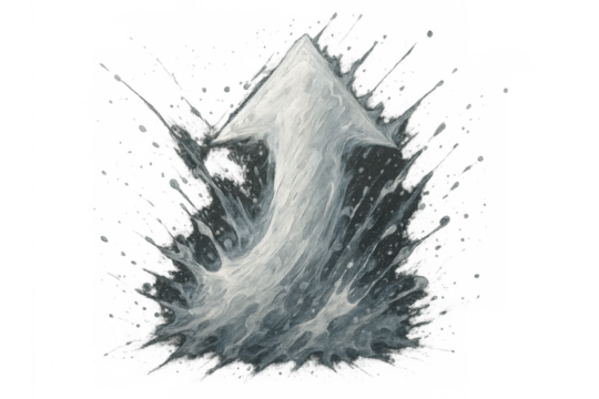 Water arrow splashing upward showing growth, progress, and rising success on transparent background