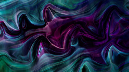 Mysterious Abstract Liquid Smoke Swirl Background, Dark Teal and Purple Flowing Dynamic Texture, Modern Ethereal Fantasy Design Illustration Wallpaper
