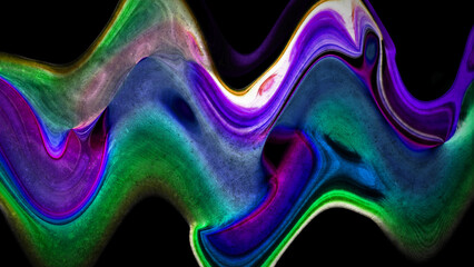 Abstract Textured Fluid Wave Background Design, Vibrant Psychedelic Liquid Motion Graphic, Dynamic Contrast of Purple Blue and Green Wallpaper Art