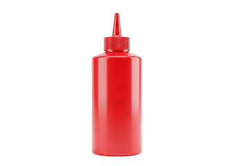 Vibrant red plastic squeeze bottle for ketchup or other sauces.