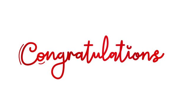 Congratulations One line continuous animated typography intro outro, hand drawn calligraphy monoline vintage text on background, aniamted Calligraphy lettering animation video 