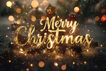 Luxurious gold Merry Christmas animation with cinematic light streaks and snow