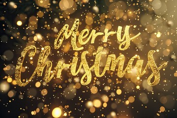 Luxurious Merry Christmas animation with gold lettering, glowing streaks and snow