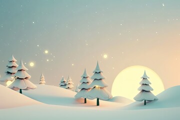 Winter Christmas title with icy lettering, drifting snowflakes and cool blue glow