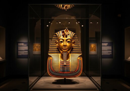 Tutankhamun's golden burial mask shines in museum display case now