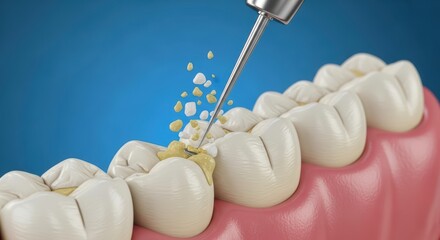 Teeth Cleaning Process Close-up 3D Render