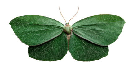 Unique green butterfly resembling leaves showcases nature's artistry in detail at close range