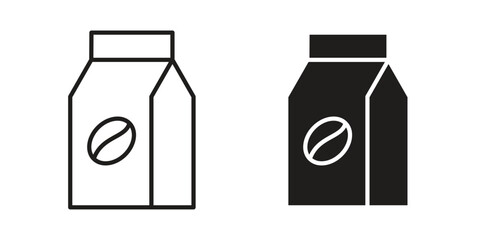 Coffee paper bag icon on white background. Stock vector icon