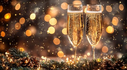 Christmas celebration scene with champagne sparkle and cozy ambience picture