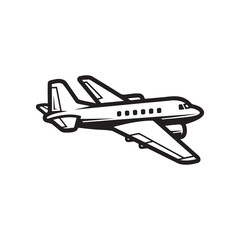 Stylized black and white airplane illustration
