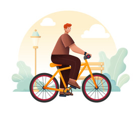 Fototapeta premium A PNG web element featuring a man riding a bicycle.