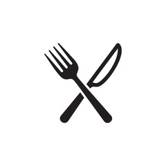 Black silhouette of a fork and knife crossed