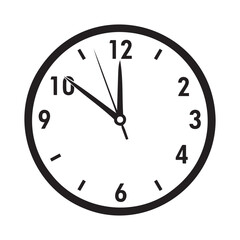 Black and white analog clock face showing approximately 1055