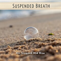 A frozen bubble resting on grains of dry sand