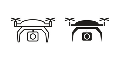 Drone icons, vector symbols. filled flat sign