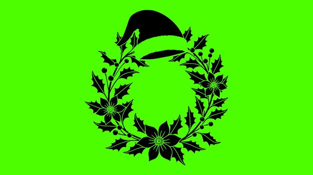 poinsettia illustration green silhouette screen logo video icon wreath outline holiday winter decoration pine christmas branch decor celebration design shape for vector graphic background
