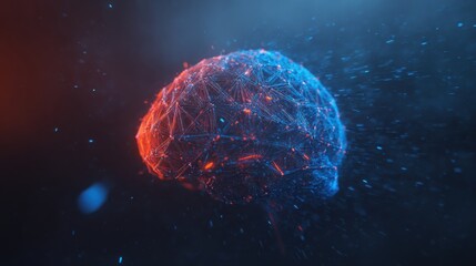 Futuristic Digital Brain Network with Glowing Connections and Particles technology