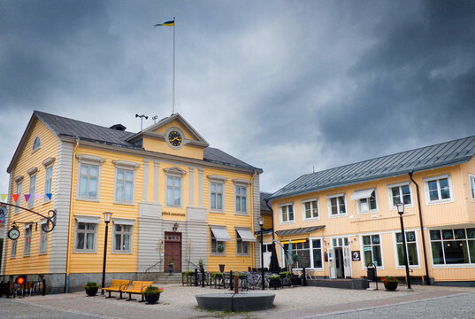 Old buildings on theTown Hall Square in Pite&aring;, Sweden