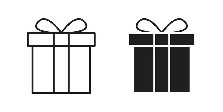 Gift icons, vector symbols. filled flat sign
