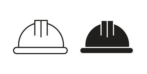 Hard hat icons, vector symbols. filled flat sign