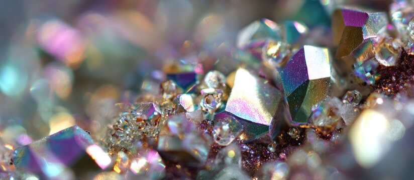 Iridescent crystal cluster macro