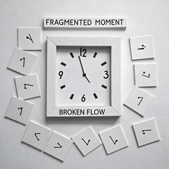 Minimal Clock Arrangement Depicting a Fragmented Moment